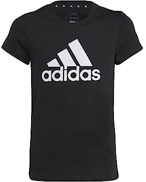 adidas Mädchen Essentials Big Logo Cotton Tee, Black/White, 13-14 Years