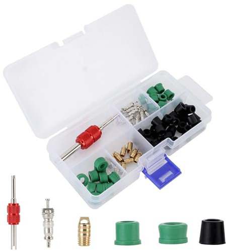 Sellos de Manguera Hvac Hvac 71 Uds Kit de Reparación de Aire Acondicionado Herramienta de Reparación 10 Uds Núcleos de Válvula 50 Uds Juntas de Manguera 10 Válvulas
