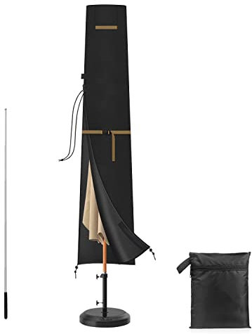 VANSHEIM Funda Protectora para Sombrilla Impermeable Funda Protectora para Parasol de Ø 2 a 3m Sombrilla Funda para Sombrilla de Playa con Varilla Telescópica Fundas de Sombrillas Grandes 200x30/40cm