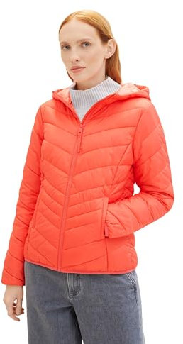 TOM TAILOR Denim Damen Lightweight Steppjacke mit Kapuze 11042 - Plain Red S
