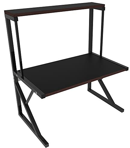 Drumm Étagère de Cuisine,Étagère de Rangement,Organisateur de Cuisine sur Pieds pour Micro-Ondes Étagère métallique en Bois et Acier, avec 3 tablettes,Noir