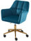 BAÏTA Fauteuil de Bureau Mona en Velours Bleu avec Pieds dorés