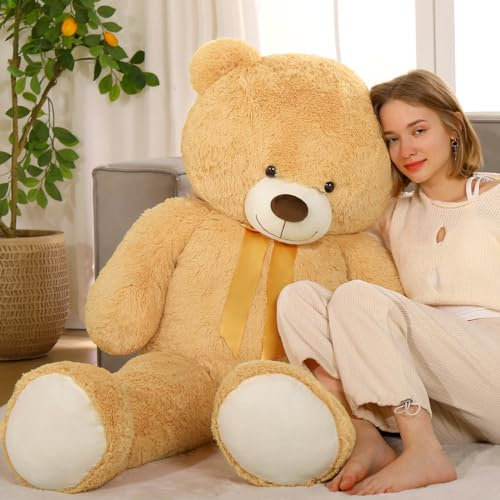 MorisMos XXL Oso de Peluche Gigante, 130cm Marrón Claro Osito Peluche Grande, Kawaii Suave Osito 1.3m Teddy Bear Regalo para Niños Novia Cumpleaños San Valentín Decoración