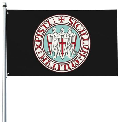 90 x 150 cm, dekorative Hausflagge, Hofbanner, drei Templer, Krieger, Kreuzritter, Wikingerdruck, Gartenflaggen, hängende Flagge, Dekoration