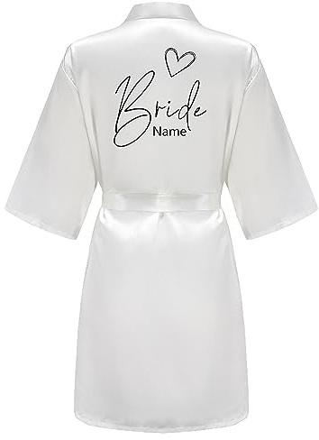 JPHCHSC Personalisierter Hochzeit Party Team Braut Robe Kimono Satin Pyjamas Brautjungfer Bademantel 85
