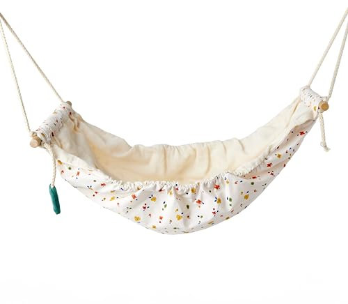 Käthe Kruse Waldorf Hängematte Ecru/Print I Vielseitiger Schlafplatz für Waldorfpuppen I Hilft Kindern Ordnung zu halten
