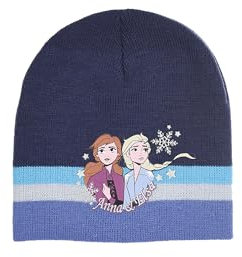 Sun City Frozen - Die Eiskönigin ELSA Anna Kinder Mädchen Winter-Mütze Strick Beanie-Mütze, Farbe:Dunkel-Blau, Größe:54