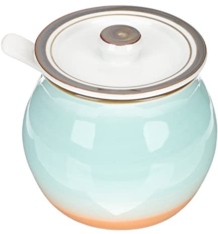 LIFKOME Sugar Bowl Ceramic Seasoning Jar Containers with Lids Dessert Containers Porcelain Salt Cellar Condiment Jar Serving Spoons Salt Jar with Lid and Spoon Ceramics Spicy Peppers Food