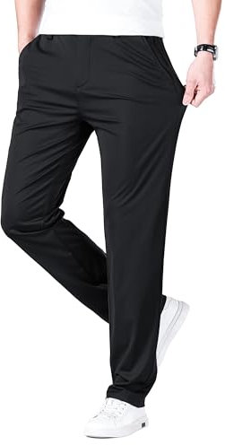 ziilay Golfhose Business Elegante Jogginghose Herren Sommerhose Lang leicht Vier-Wege Stretch 8365bBK36W31L