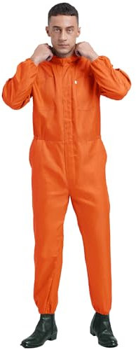 Fldy Mens Work Overalls Boiler Suit Warehouse Garages Workerwear Coveralls Mechanic Uniform Orange 3XL/185