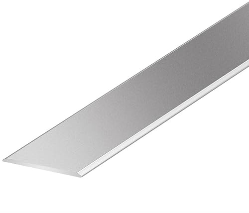 Übergangsprofil Übergangsleiste 135cm*2 Flach Trennstreifen Eloxiert Aluminiumlegierung Für Fußböden, Übergang Leiste Bodenleiste(Silber,W:20mm)