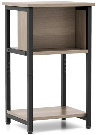 RELAX4LIFE Nachttisch, Nachtschrank mit offenen Ablage, 3-stufige Nachtkommode Holz, 34 x 30 x 58,5 cm, Beistelltisch, Nachtkästchen, Sofatisch, Nachtkonsole für Wohnzimmer, Schlafzimmer (1)