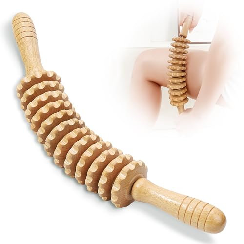 Rouleau de massage en bois - Outils de massage pour le corps - Rouleau de cellulite - Rouleau de massage pour fascia - Rouleau de massage musculaire en bois pour drainage lymphatique, Maderoterapia