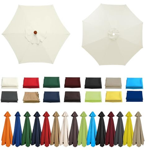 HonunGron Replacement Fabric Garden Parasol Canopy Cover, 2m/2.30m/2.5m/2.7m/3.0m Umbrella Replacement Cloth, Replacement Parasol Cloth For 6/8 Arms Cantilever Parasol (6 ribs-3.0m(9.8ft),Beige)