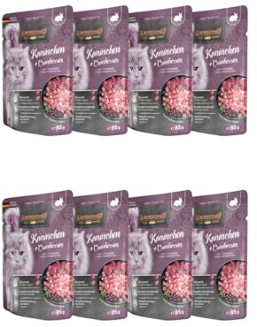 Leonardo Frischebeutel 8x85 g - Katzenfutter - Nassfutter - Multi Bundle - Sparpaket - Verschiedene Sorten (8x85 g Kaninchen + Cranberries)