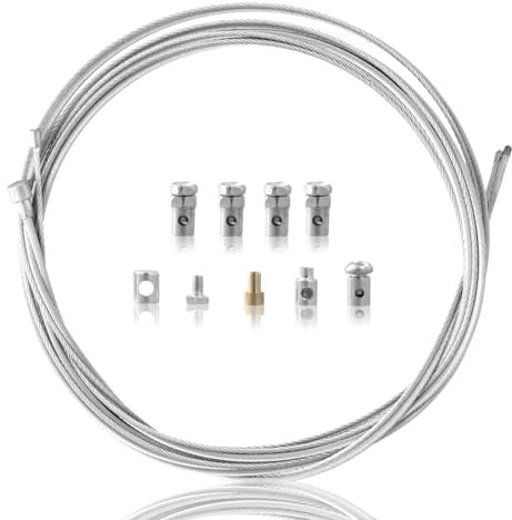 Cavo Universale per Moto Rapidbok, Cavo Frizione Per Moto, Set di Cavi Acceleratore E Freno per Moto, Kit di Riparazione Cavi Freno, 2 Cavi Frizione E Freno con 9 Viti Per Il Fissaggio Dei Nippli