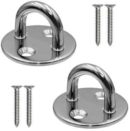 Lahviuu Piastra per occhi in acciaio inox, 2 pezzi, supporto per occhielli M8, con occhiello, piastra di copertura, gancio per gli occhi, per appendere oggetti, accessori per barca, tenda da sole, con