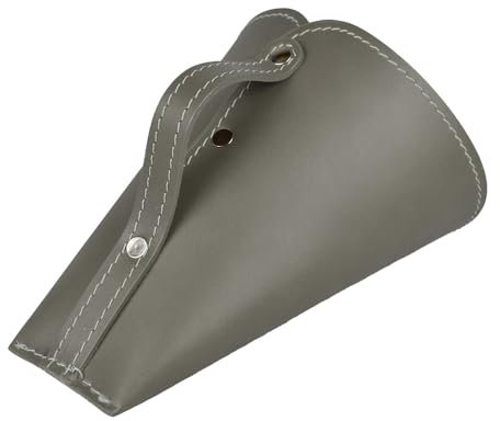 LIMAC Design PIRIA Pelle en cuir à pellets, Pelle à Granulés pour poêle et cheminée, outil pour charger les granulés, poignée ergonomique, fabriqué en Italie. (Gris tourterelle)