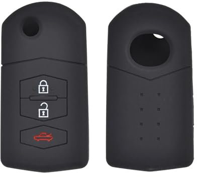 XEBRAD 3 Buttons Silicone Key Case Cover Keyless Fob Shell Skin Holder Protector, for Mazda, Demio 2 3 5 6 M3 M5 M6 CX-5 CX7 CX9 RX8 MX5 MPV car key shell