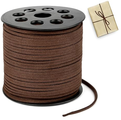 91 m x 2,6 mm Lederband, Lederschnur Veloursleder, Basteln Lederbänder, Faux Wildleder Schnur für Ketten DIY Armband Halskette Schmuck Handwerk (Braun)