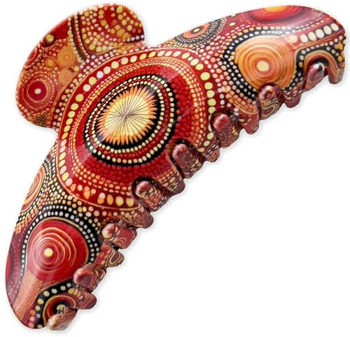 Pince Cheveux Femme Originale - Barrette Luxe Motif Coloré - Accessoire Chic et Durable pour Cheveux Épais - Pince Crabe Élégante (Orange)
