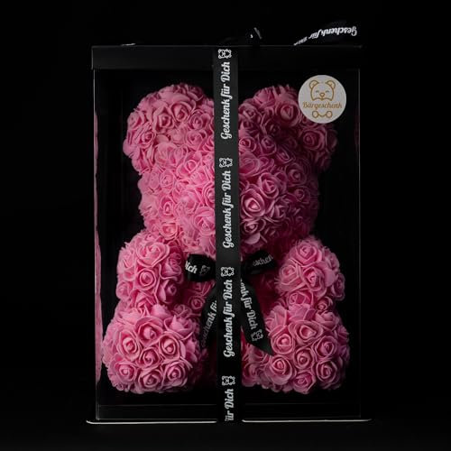 Bärgeschenk Big Classic Rosen Bär 40cm aus Ewigen Rosen in Geschenkbox (Rosa)