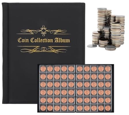 RYAN Album Monedas 480 Bolsillos Archivador Monedas Album Monedas 2 Euros Funda de Cuero Artificial Monedas Coleccion para Coleccionistas para Coleccionar álbumes de Fotos y Expositores de Libros
