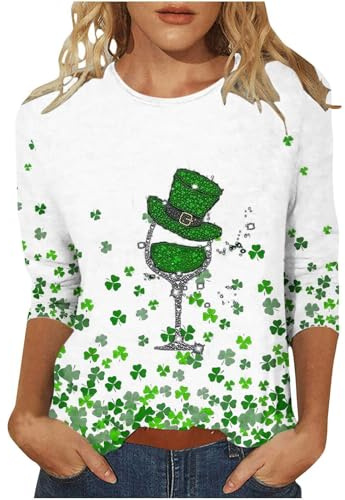 T-Shirt Femme Irlandais de la Saint-Patrick Quatre Feuilles Trèfle Irlandais du Jour de St Patty Tee Shirt Irlandais du Trèfle Chanceux T-Shirt