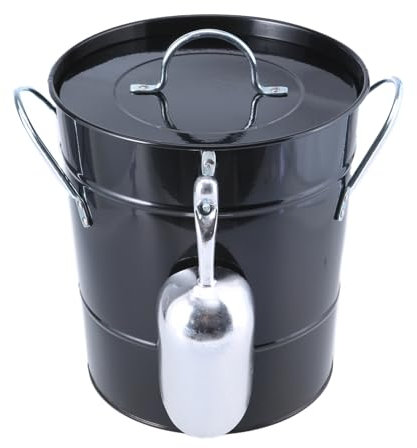 Round Beverage Tub with Shovel and Lid Double Handle Ice Bucket Metal Drink Coolers Champagnes Bucket Easy to Carrys