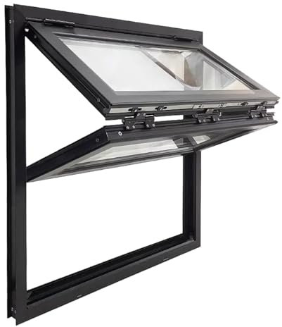 YVYKFZD Schiebefenster für Imbisswagen, Fenster Window Kellerfenster manuelle Klappfenster aus Aluminiumlegierung, vertikales Servierfenster mit 5 mm verstärktem Glas, Klappfenster(30x20in/76x51cm)
