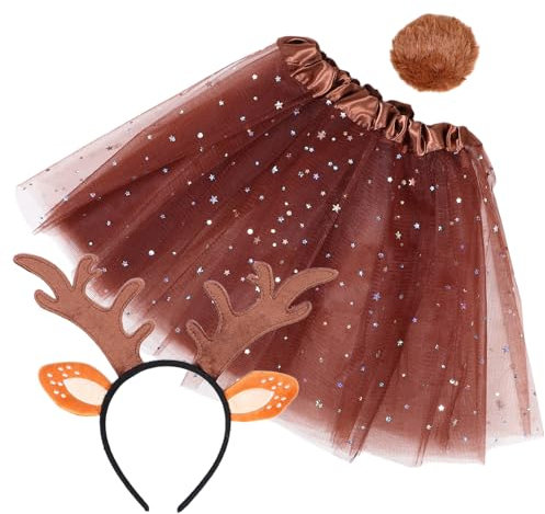 UPKOCH 1satz Reh-kostüm Mit Geweih-stirnband Rock Und Süßes Tier-kostüm-accessoire Für Party Cosplay Und Halloween Leicht Und Bequem Lebendige Farben Langlebig Und Sicher