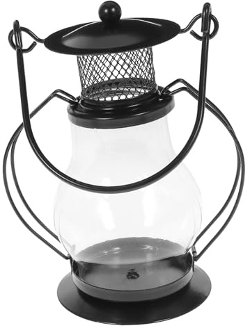 BESTYASH Vintage Design Glas und Öllampe Winddichtem Am mit aus Eisen Platzierung Stabiler Petroleumlampe für Innenbereich Tisch oder Kamin