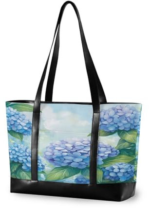 EtherSpher Blue Hydrangea Motto Spring professional tote bag laptop with zipper work tote for university with tablet bulto para laptop