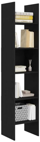 vidaXL Book Cabinet Black oak 40 x 35 x 180 cm Engineered Wood, Living Room, Modern Storage Unit, Freestanding Shelf, Vertical Bookcase, Compact Bookstand, Home Library Organizer