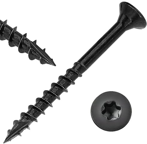 50 PCS Black Decking Screws – Rust-Resistant Flat Head Torx Self-Tapping Wood Screw for Outdoor Use (M4.2 x 50mm)