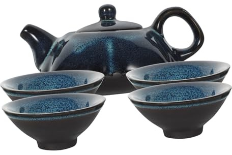 VICASKY tè in Ceramica Stile Antico con Teiera e Tazze Design Unico Elegante e Maneggevole Kit per Infusione Cinese Pratico e Portatile Regalo per Appassionati di tè
