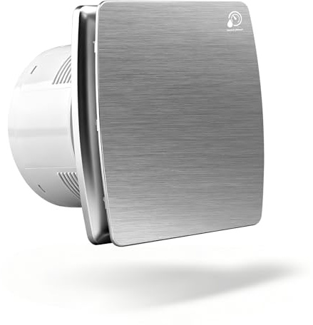 IRONDELIC 100mm Bathroom Extractor Fan with Humidity Sensor and Timer, 4'' Silent Bathroom Fan with Backflow Flap, 95m³/h | 12 Watt | 34dB for Kitchen, Bathroom, Toilet - Silver