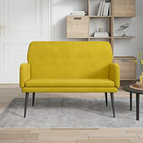 Mokuyary Sitzbank Gelb 108x79x79 cm Samt Sitzbank Polsterbank, Bettbank Schuhbank Sitzhocker für Eingang, Schlafzimmer, Wohnzimmer, Flur