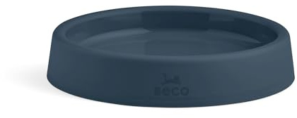 Beco Cat Bowl - Food & Water Steady Bowl, Recycled Plastic, Non-Slip Rubber Base, Whisker Friendly Feeding Dishes, Navy Blue