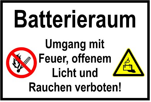 Hinweisschild aus Folie - Batterieraum - 20 x 30 cm