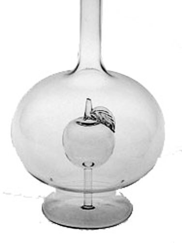 carafe en verre avec pomme Son Verre inséré à remplir de brandy Transparent apple rond décoratif en forme de bouteille en verre soufflé à la bouche en verre-Contenance: 0,5 litre, Hauteur: 28 cm-Oberstdorfer Glashutte