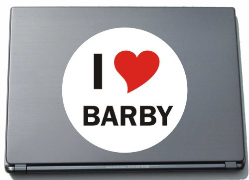 Indigos UG Laptop Aufkleber I Love - Barby 210 mm - Notebook Aufkleberskin - Dekoration für Laptopdeckel - für Studenten, Büro, Schule, UniStadtname