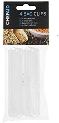 Chef Aid Bag Clip Set, 4 Piece set perfect for Sealing Crisp Bags, Sachets, Sweet Bags and many other foods, All Come in a Clean white colours