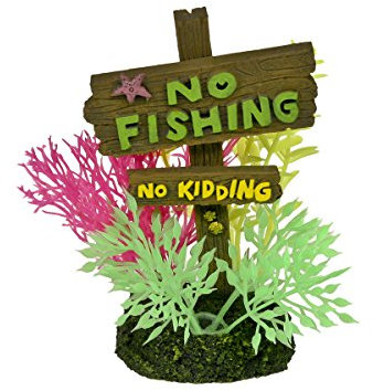 Blue Ribbon PET PRODUCTS EE-1143 Exotic Environments No Fishing No Kidding Sign, Small,Multi