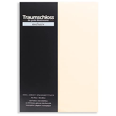 Traumschloss Spannbetttuch »Exclusiv« 100% Mako-Baumwolle | Edel-Jersey | hohe Farbbrillanz | Creme | 180-200x200cm