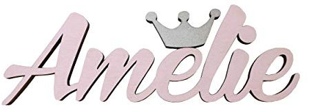 Mia Studio Door Name Plates for Children, Any Name with Crown (L17-21 cm, Silver Crown)