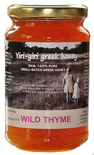 Miel grec RAW 100 % pur - Thym sauvage - 480 g - Provenant des régions sauvages, sèches et rocheuses de Thebes.