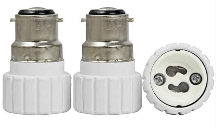 FINELED B22 to GU10 Light Adapter,B22 Bayonet Cap to GU10 Socket Base Converter for Light Lamp Bulb Holder Fitting(Pack of 3)