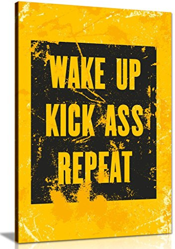 Inspiring Motivation Quote Wake Up Kick Ass Canvas Wall Art Picture Print (36X24)