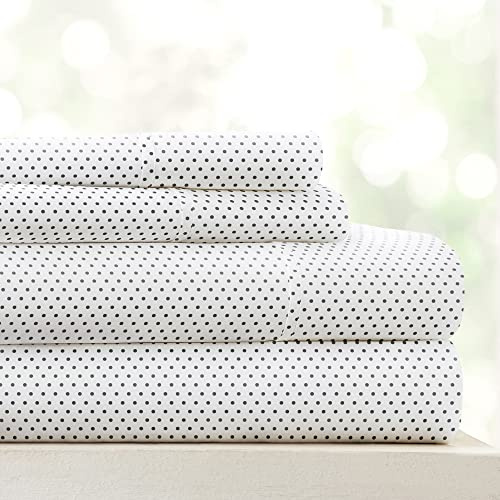 Linen Market Double-Brushed Patterned Microfiber California King Sheet Set 4 Piece – Oeko-TEX Certified Ultra Soft & Wrinkle-Free - 16 Deep Pocket Sheets Easy Care Cal-King Size - Stippled Gray